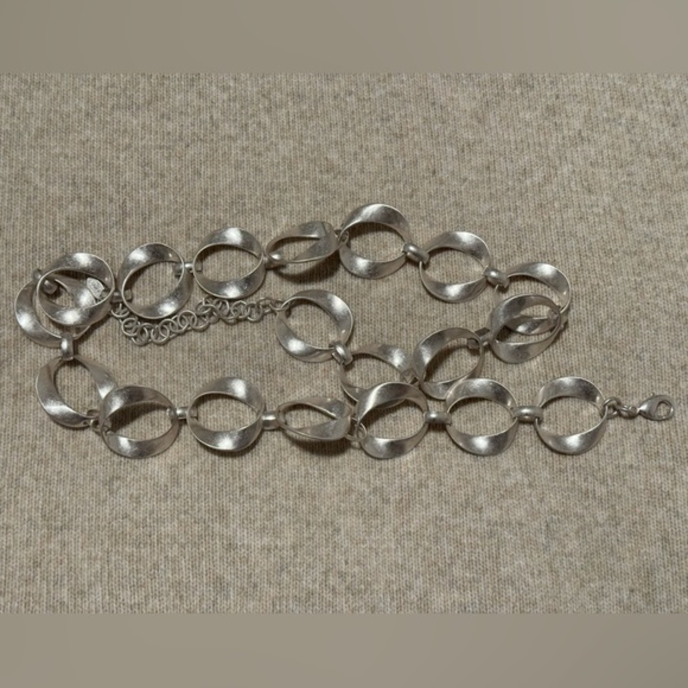 Mango Silver-Tone Linked Circle Statement Necklace - Women Jewelry